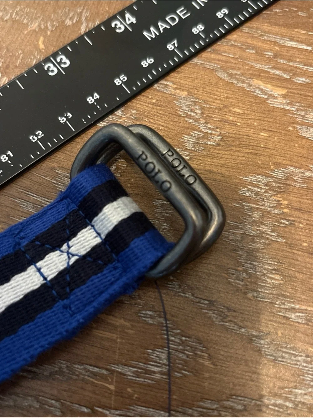 Polo Ralph Lauren Blue, White & Black Striped Slip Belt